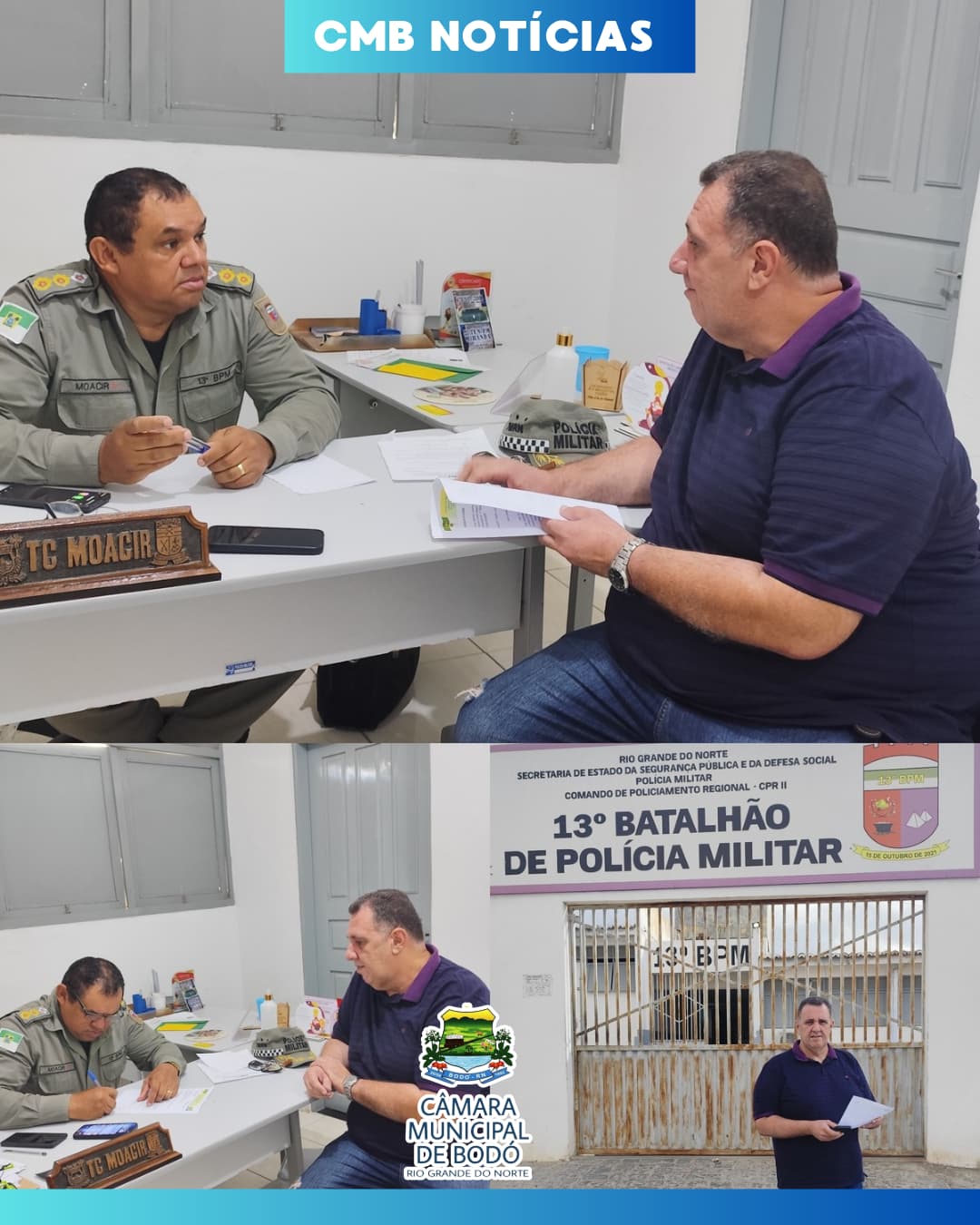Presidente da Câmara Municipal de Bodó/RN. Esteve em visita institucional ao 13º Batalhão de Polícia Militar em Currais Novos